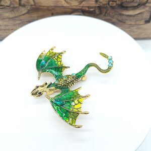 Green Dragon Brooch Pin Lapel